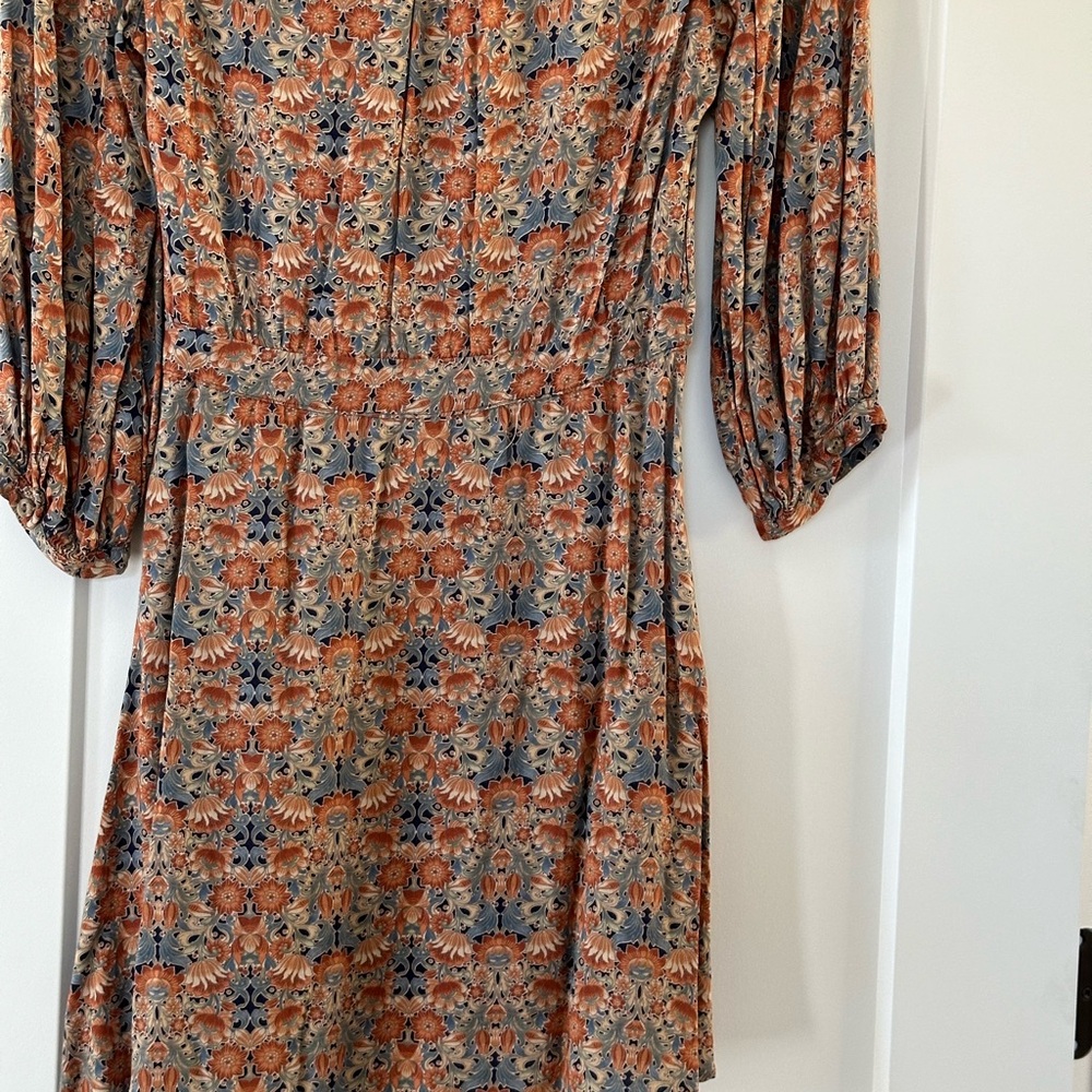Floral Print Dress with Denim Vest - Picture 4 of 8